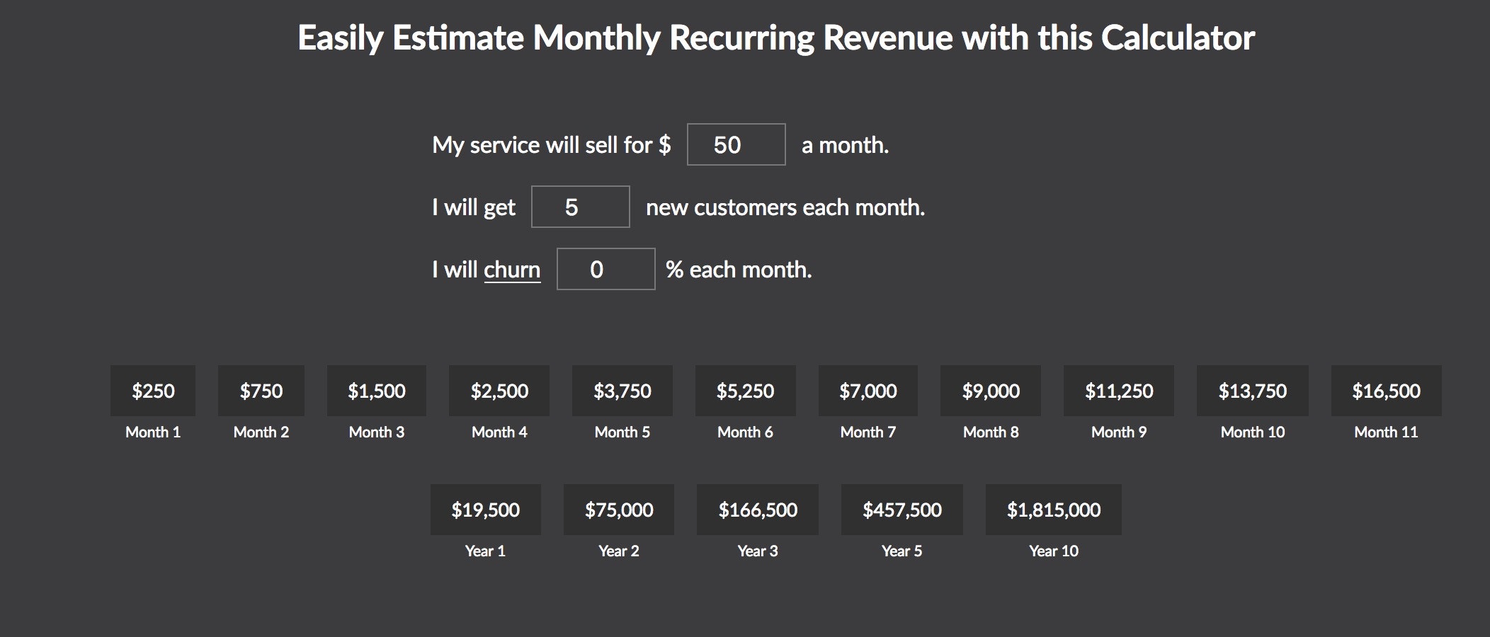 Monthly Recurring Revenue Calculator gallery image