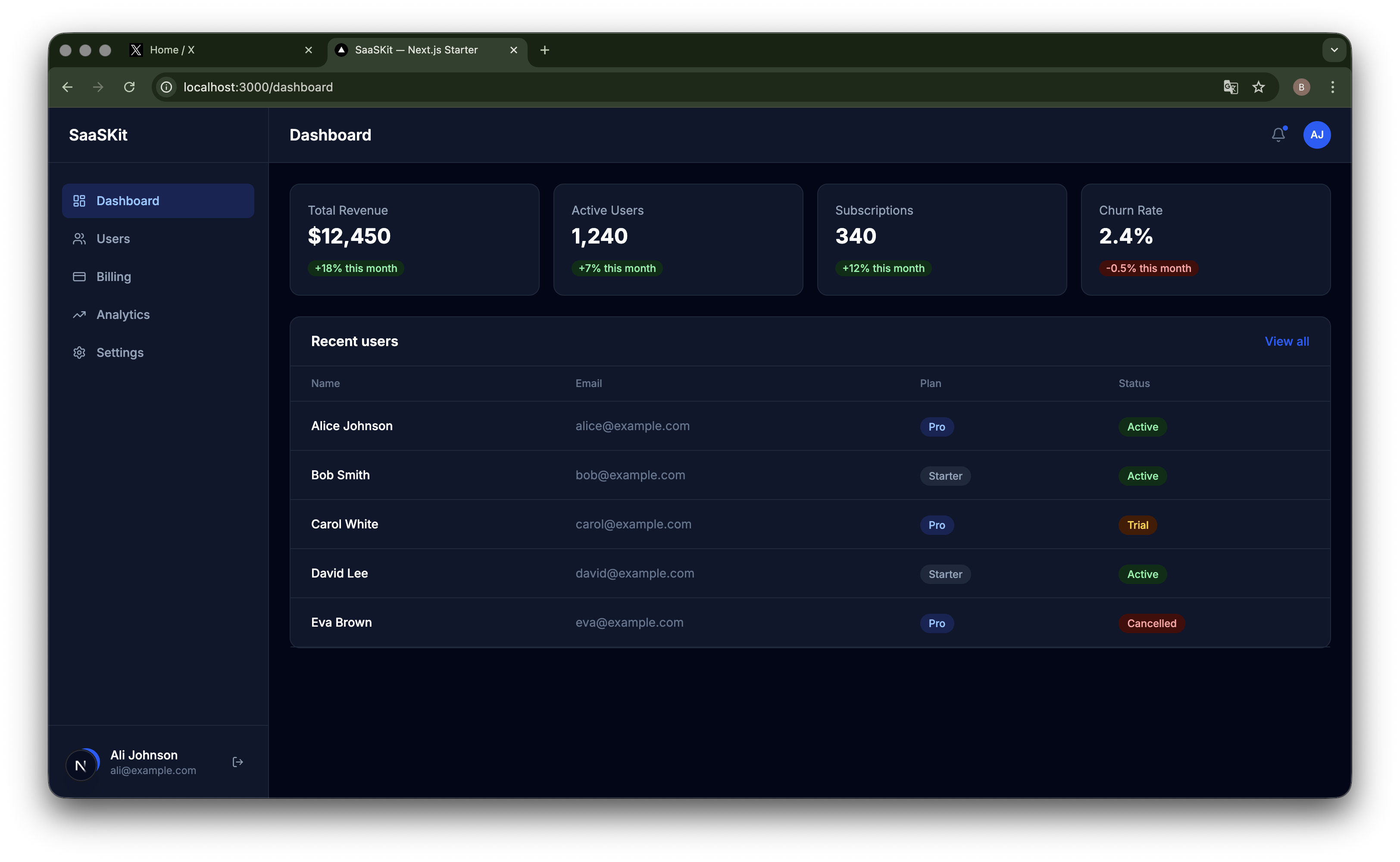 SaaSKit — Next.js SaaS Starter Template gallery image