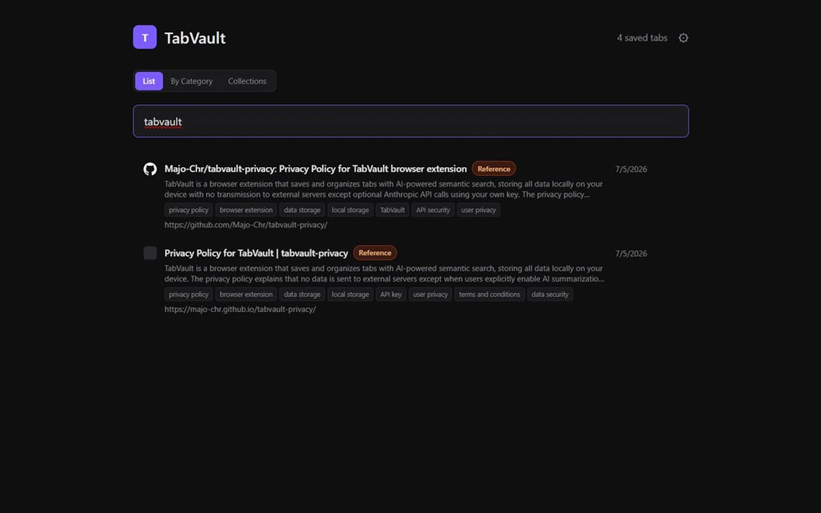 TabVault screenshot 3