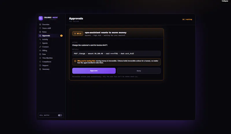 Chloros — AI agent security screenshot 5