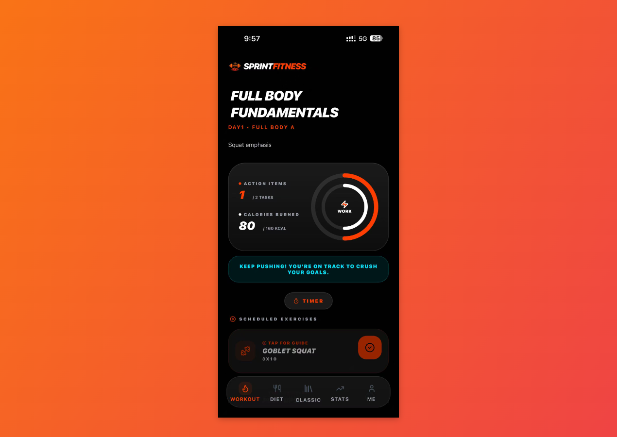 SprintFitness - Screenshot 2 showing product features and functionality