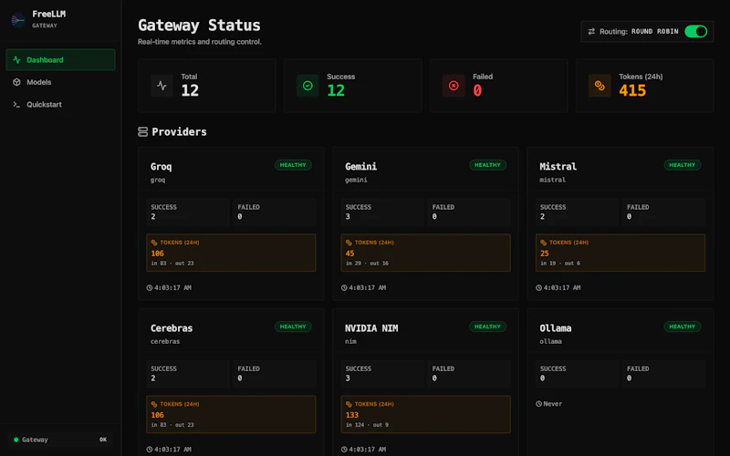 FreeLLM · free LLM tiers into 1 endpoint screenshot 1