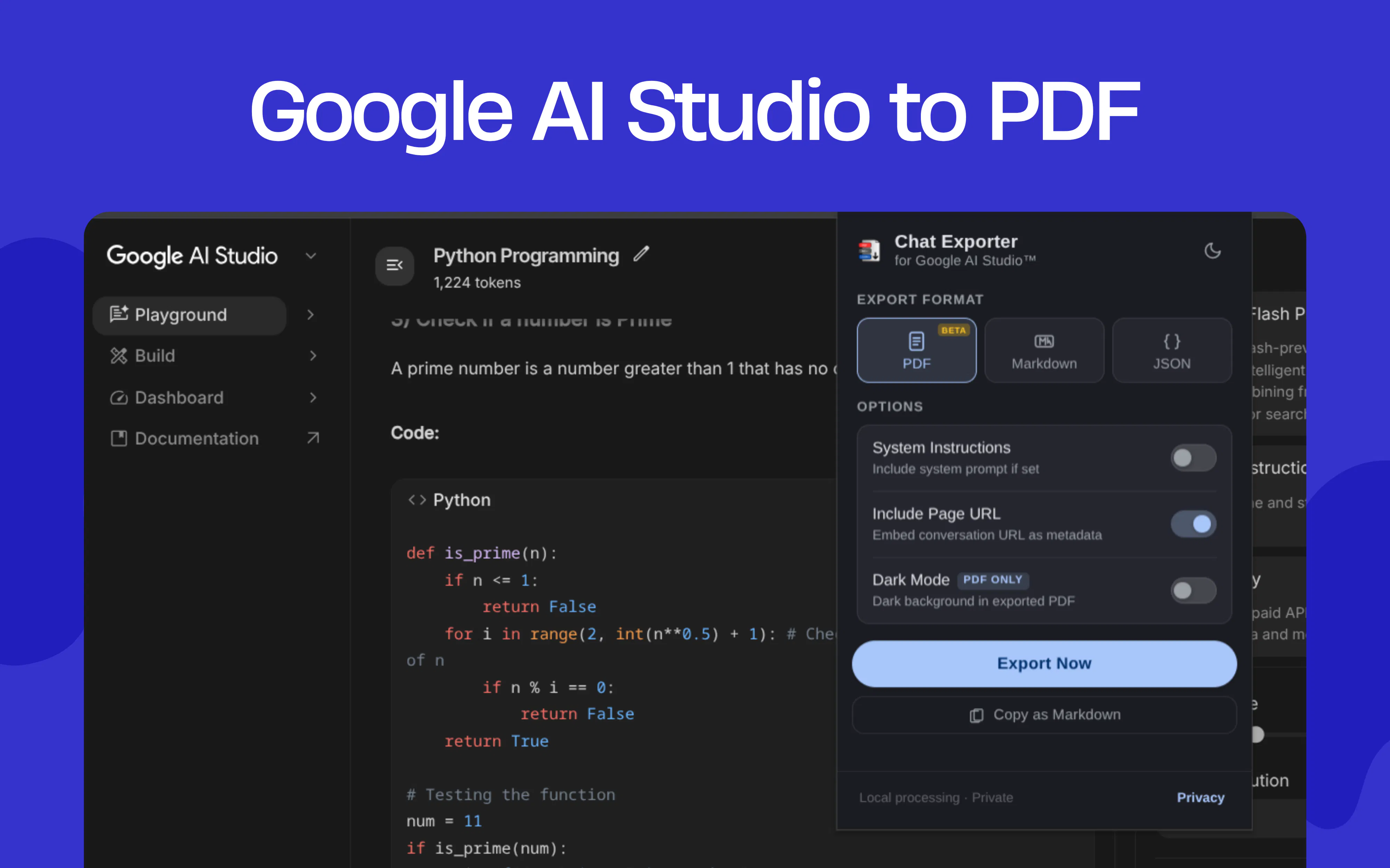 Chat Exporter for Google AI Studio 제품 배너
