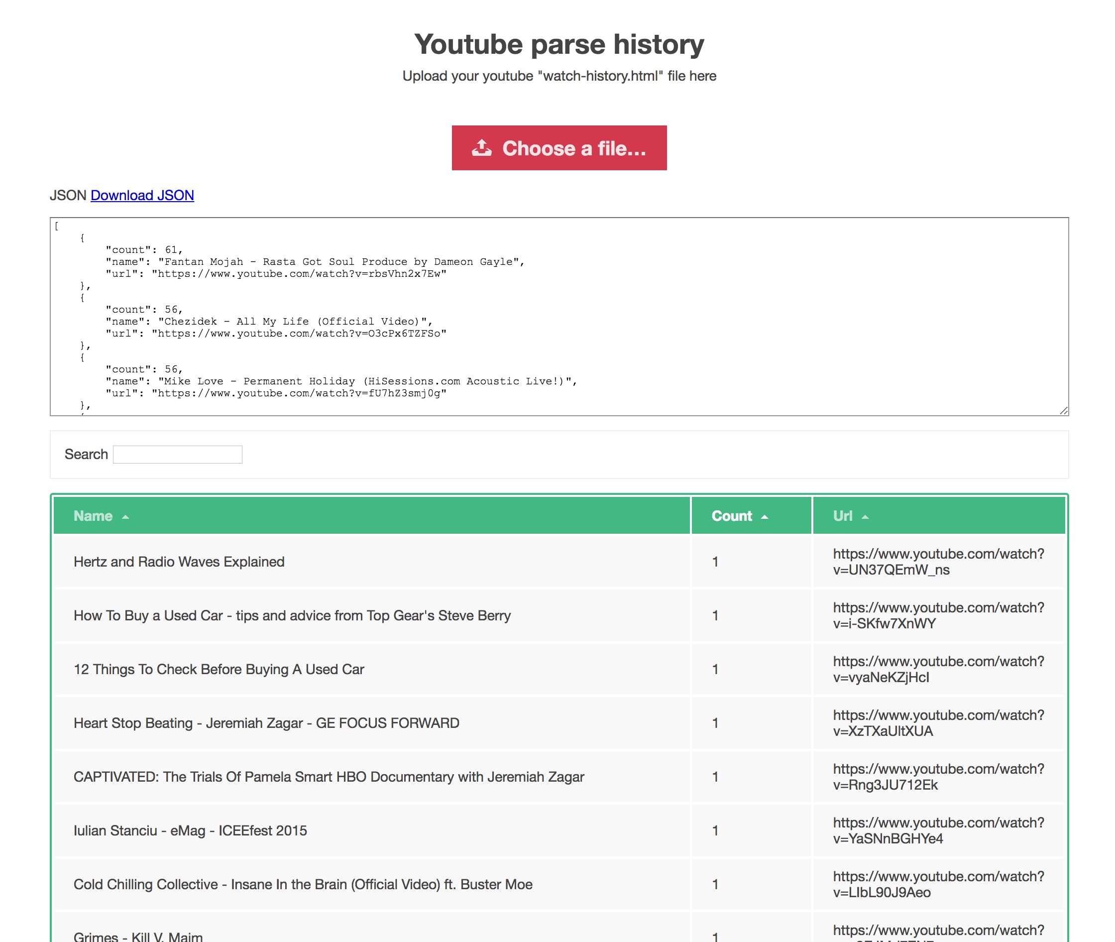 Youtube history parser media 2
