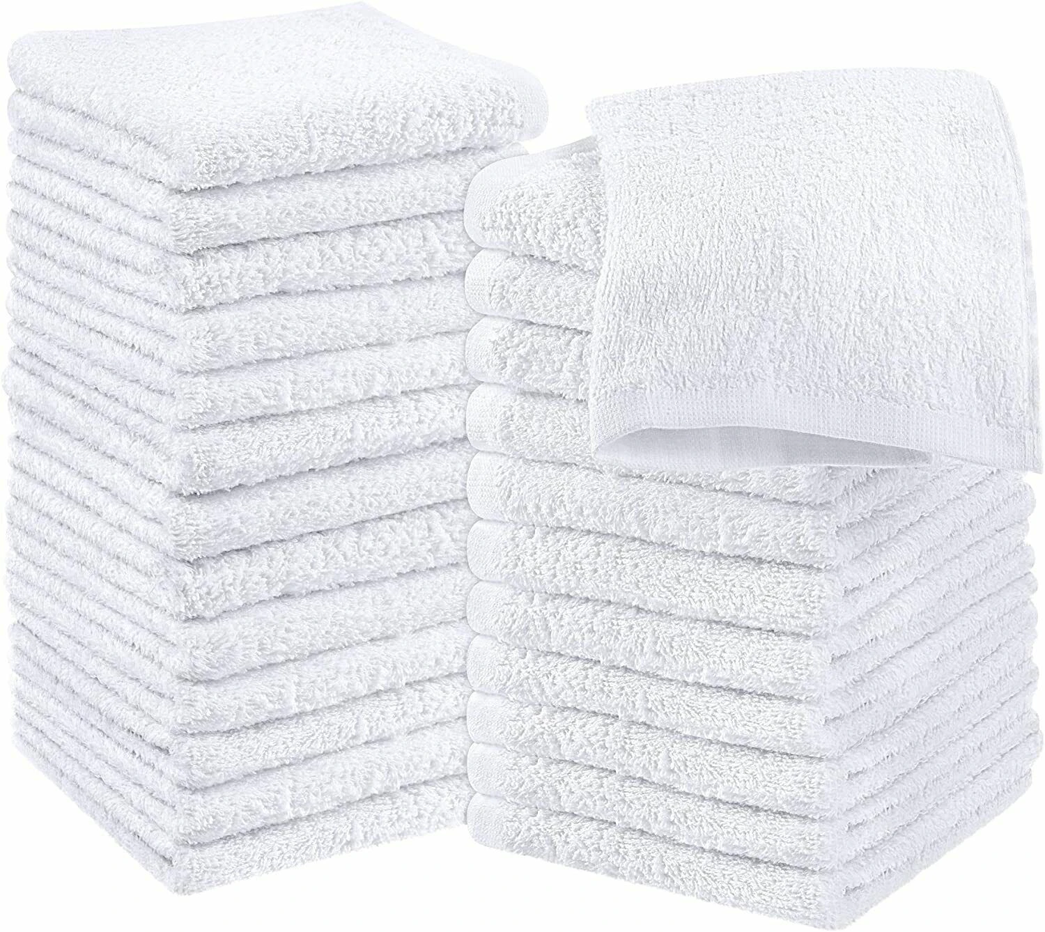 Pack of 12 Cotton White Washcloths Set