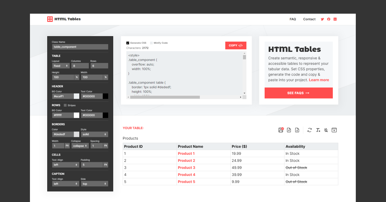 Générateur de table HTML media 1
