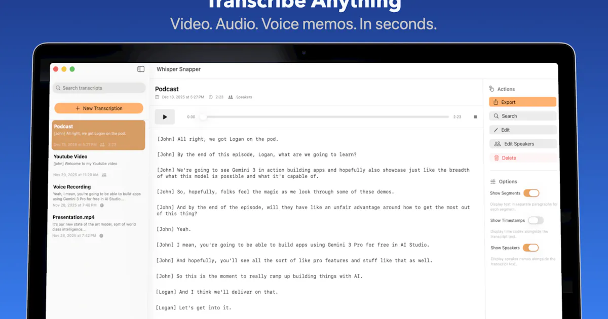Whisper Snapper for Mac