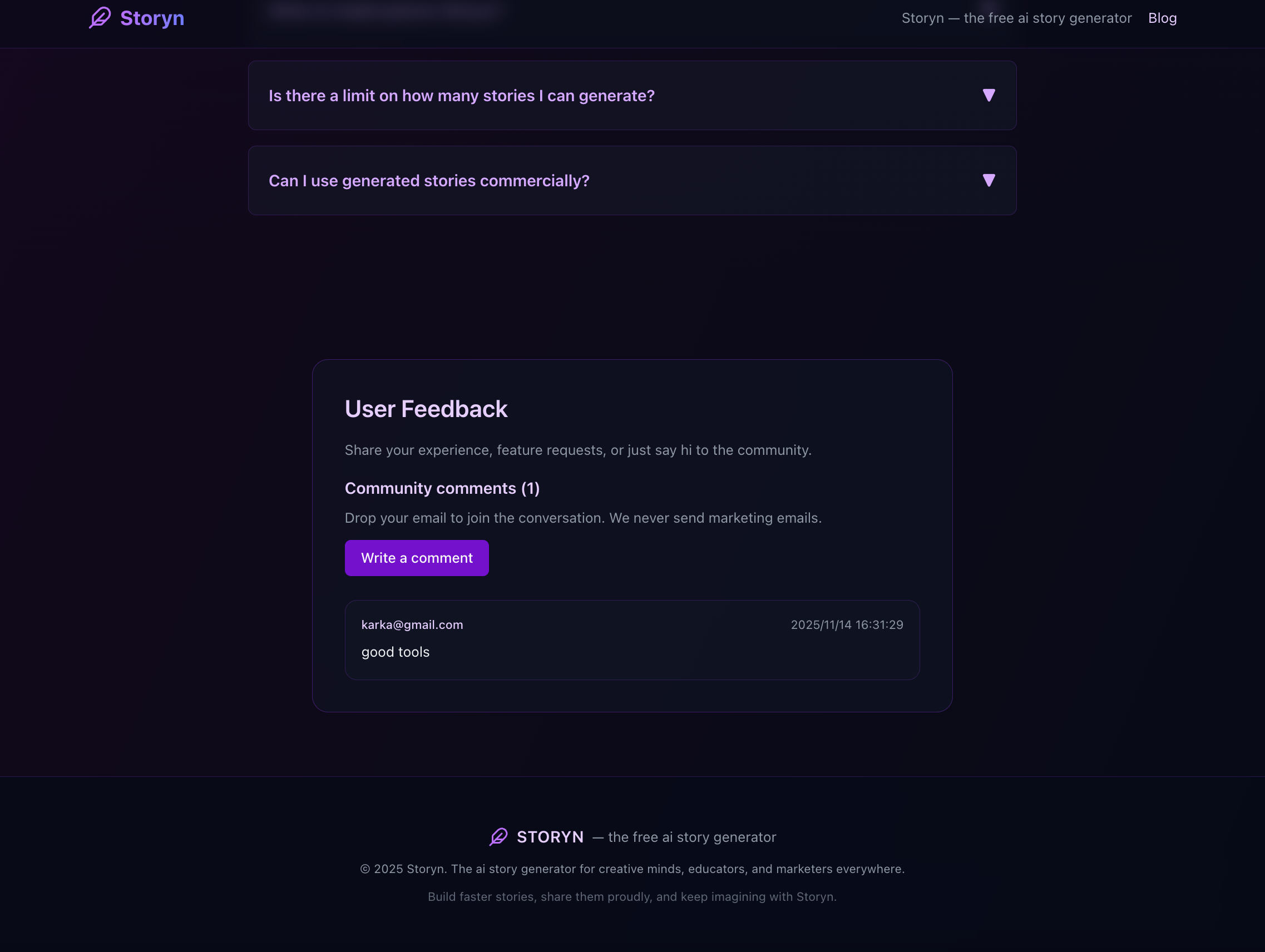 Storyn - Screenshot 4 showing product features and functionality