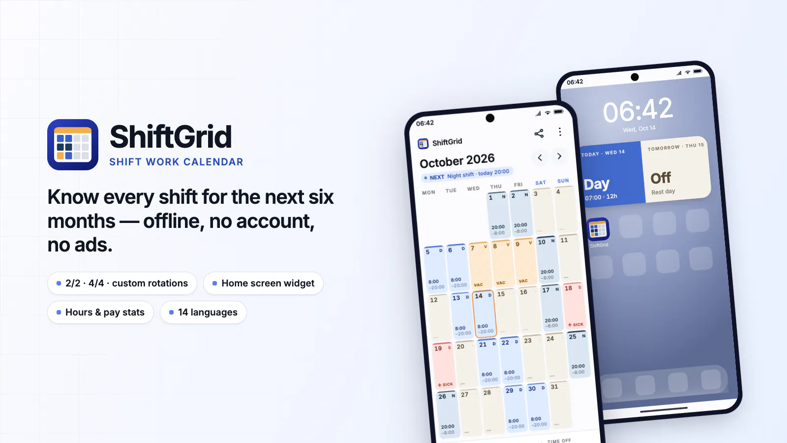ShiftGrid - Shift Work Calendar screenshot