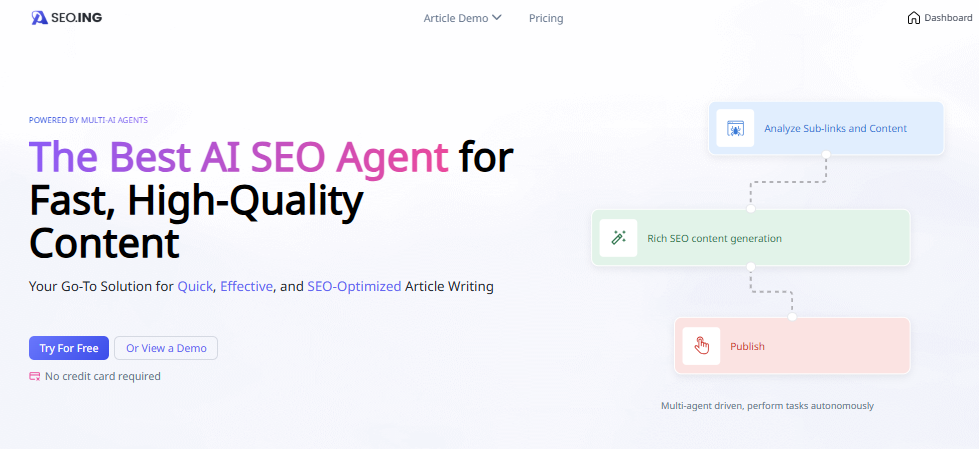seo.ing - Main product screenshot demonstrating key features and user interface