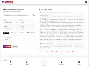 AI Press Release Generator gallery image