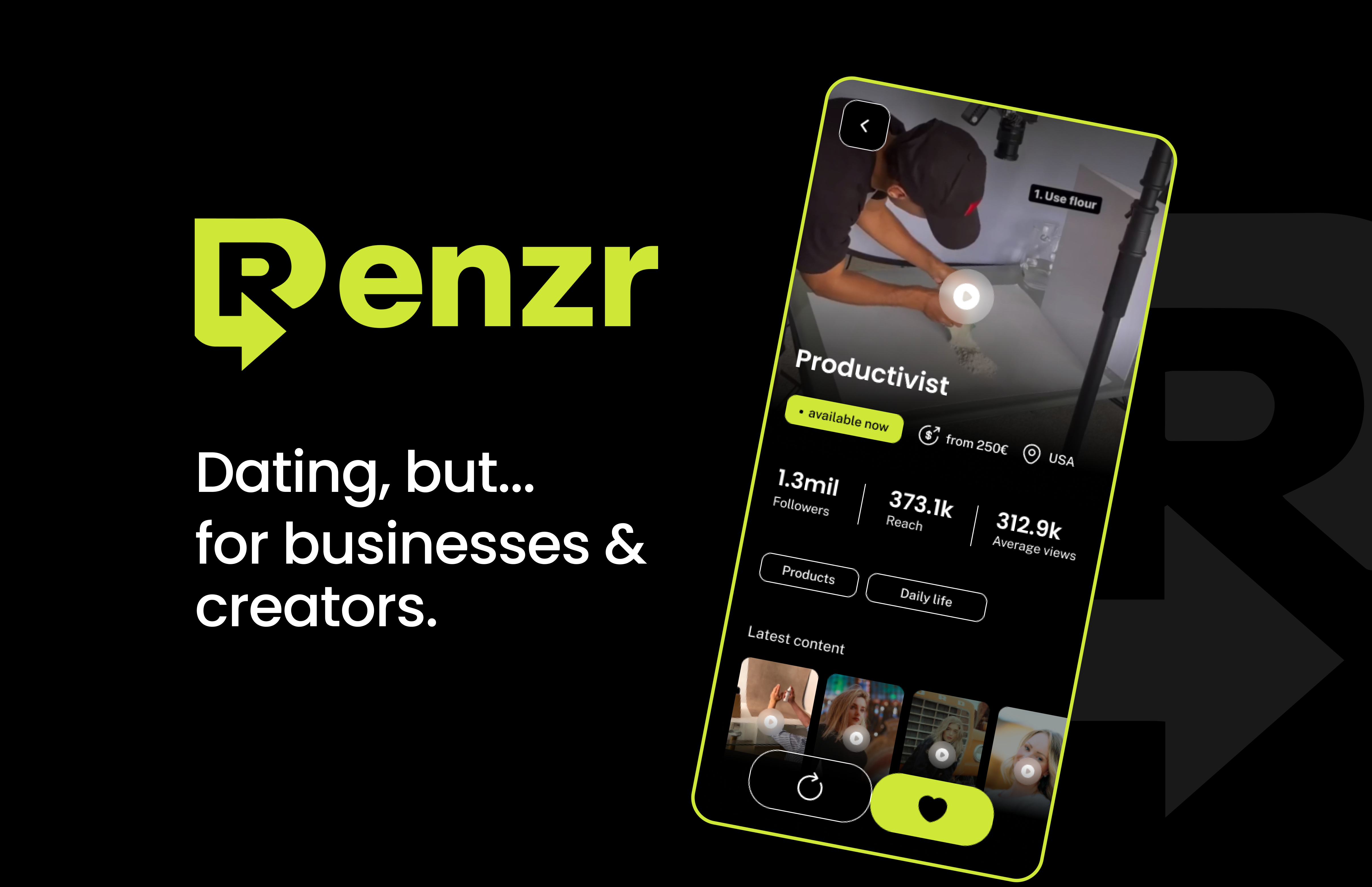 Renzr - Tinder for businesses & creators media 1