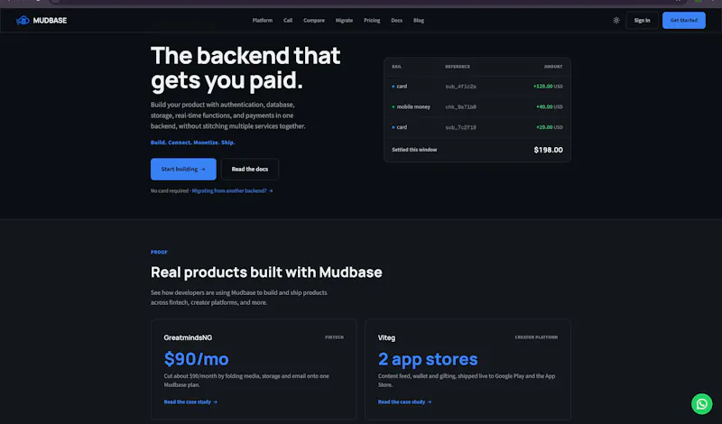 Mudbase BaaS screenshot 1