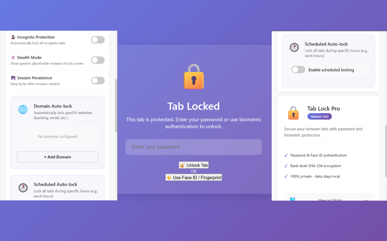 Tab Lock Pro - Secure Your Tabs - Screenshot 5 showing product features and functionality