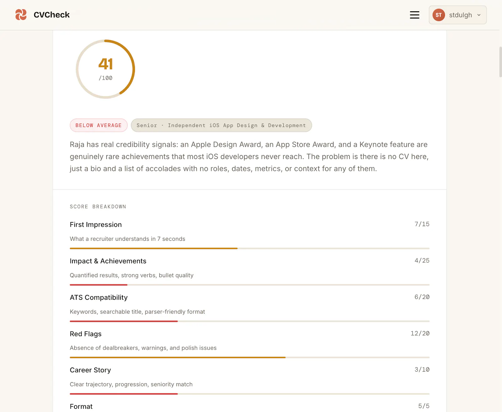 CVCheck screenshot 2