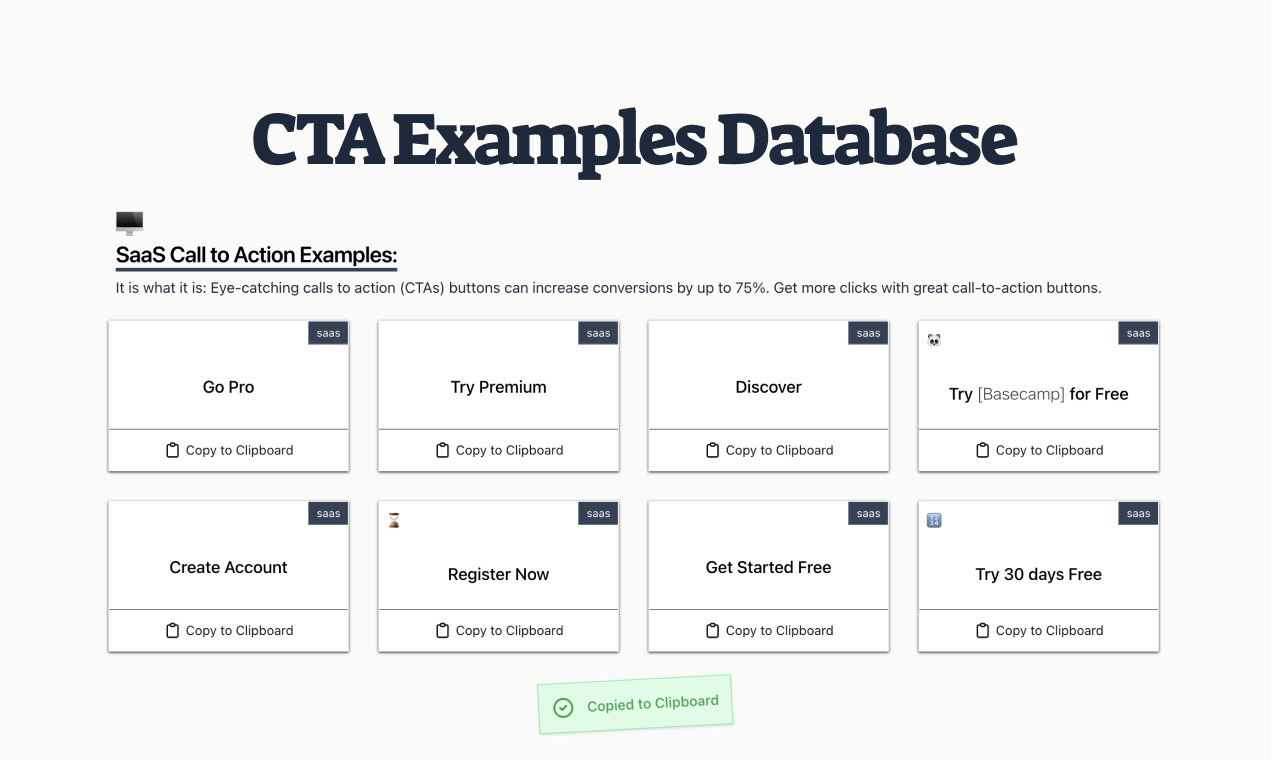 Call to Action Examples gallery image