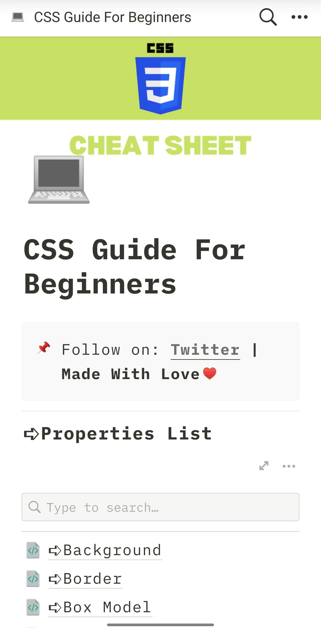 CSS Guide/Cheatsheet for Beginners. gallery image