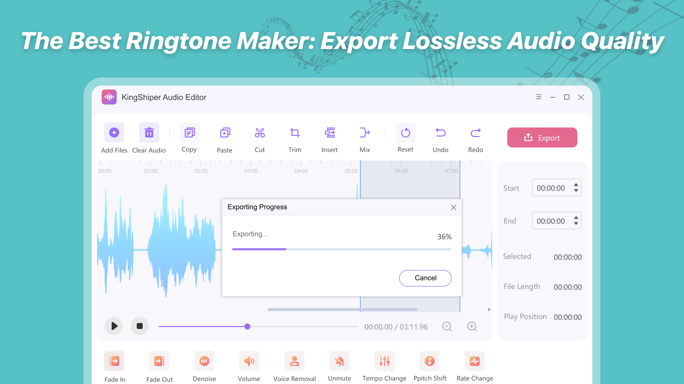 Kingshiper Audio Editor - Consentire di modificare il tono audio, rimuovere la voce dall'audio media 5