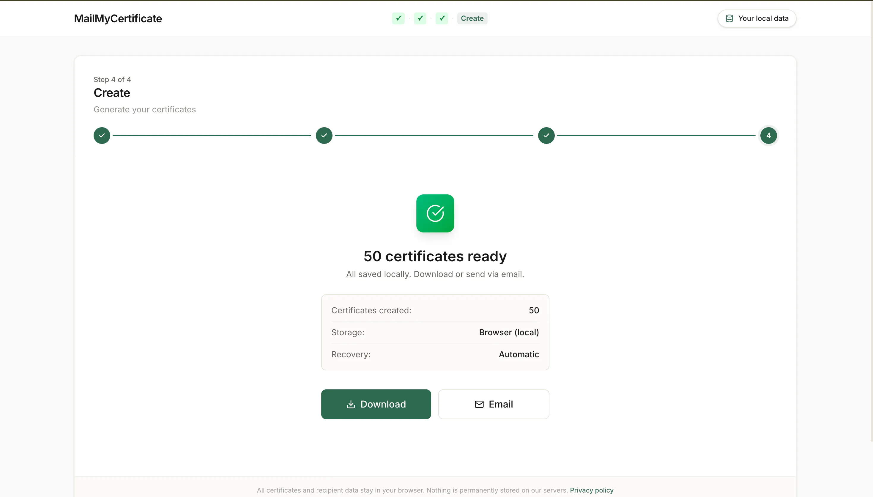 MailMyCertificate gallery image