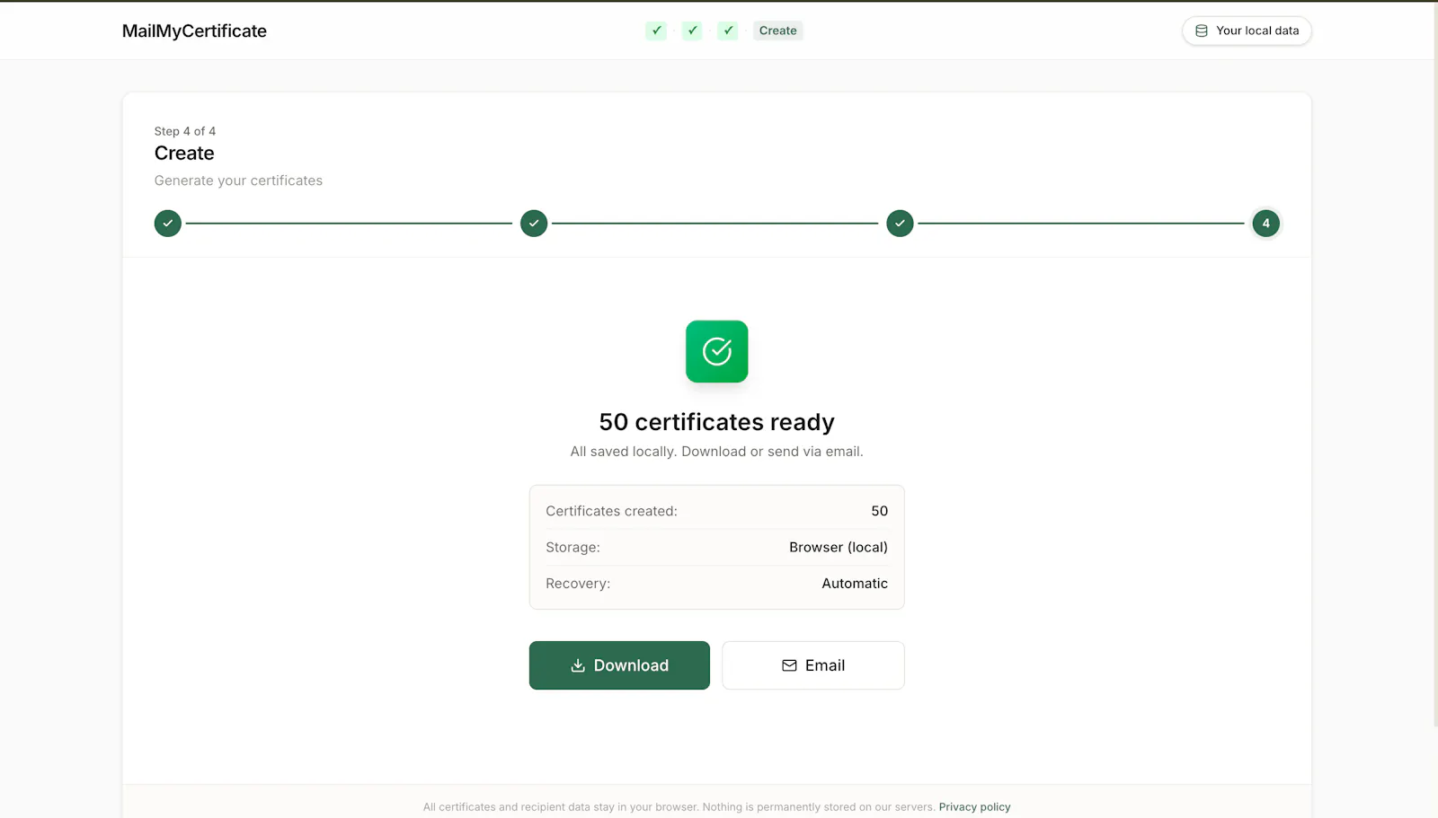 MailMyCertificate screenshot 4