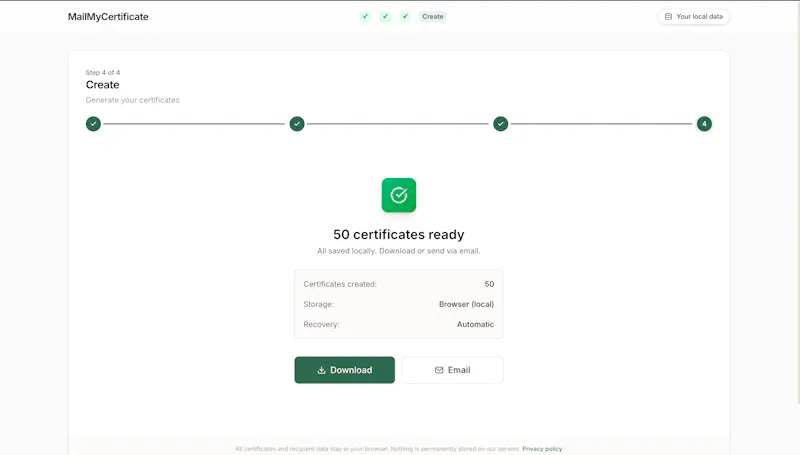 MailMyCertificate screenshot 4
