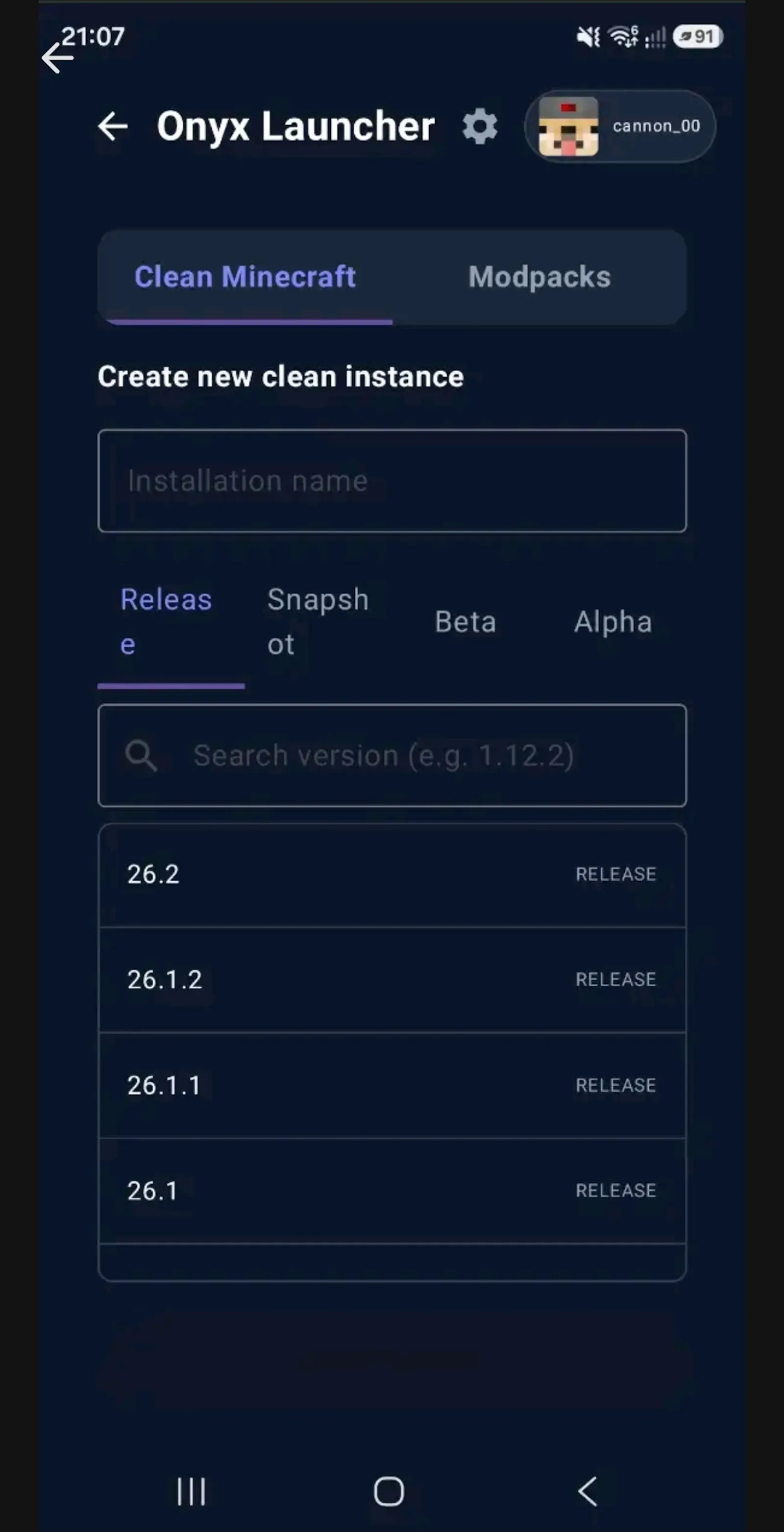 Onyx launcher→minecraft launcher nadroid screenshot 2