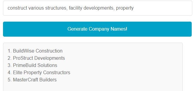Gerador de nome da empresa de construção media 1