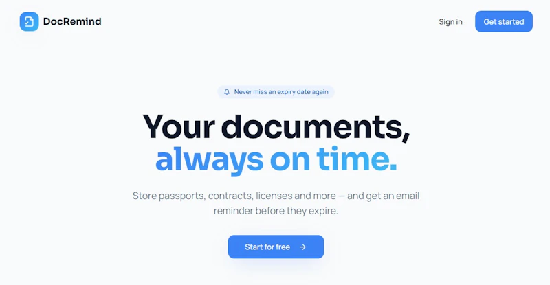 DocRemind — Never miss a document expiry screenshot 1