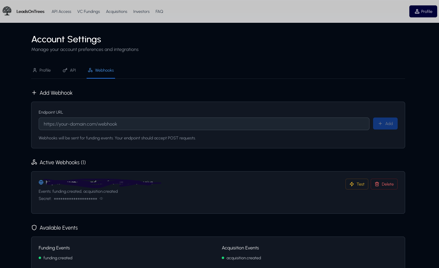 LeadsOnTrees - VC Funding Webhooks media 2