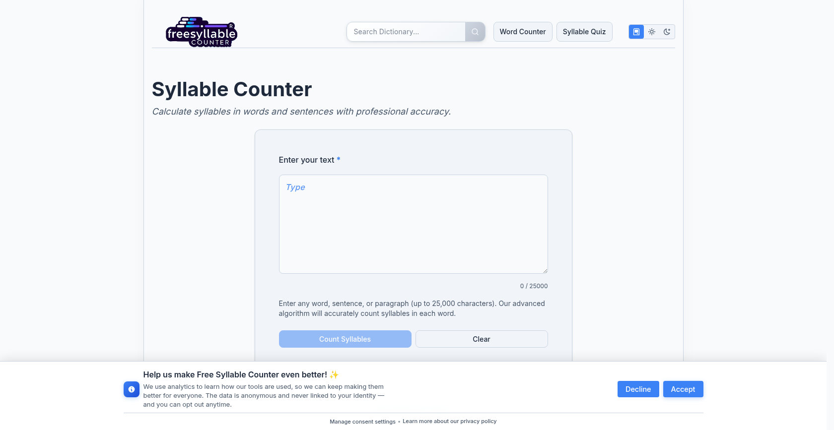 Free Syllable Counter-Text Analysis Tool gallery image