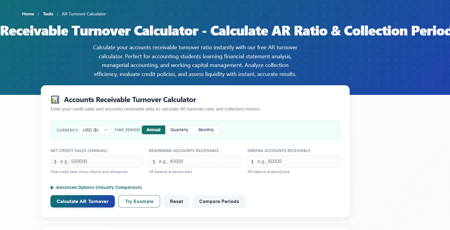 Accounts Receivable Turnover Calculator gallery image