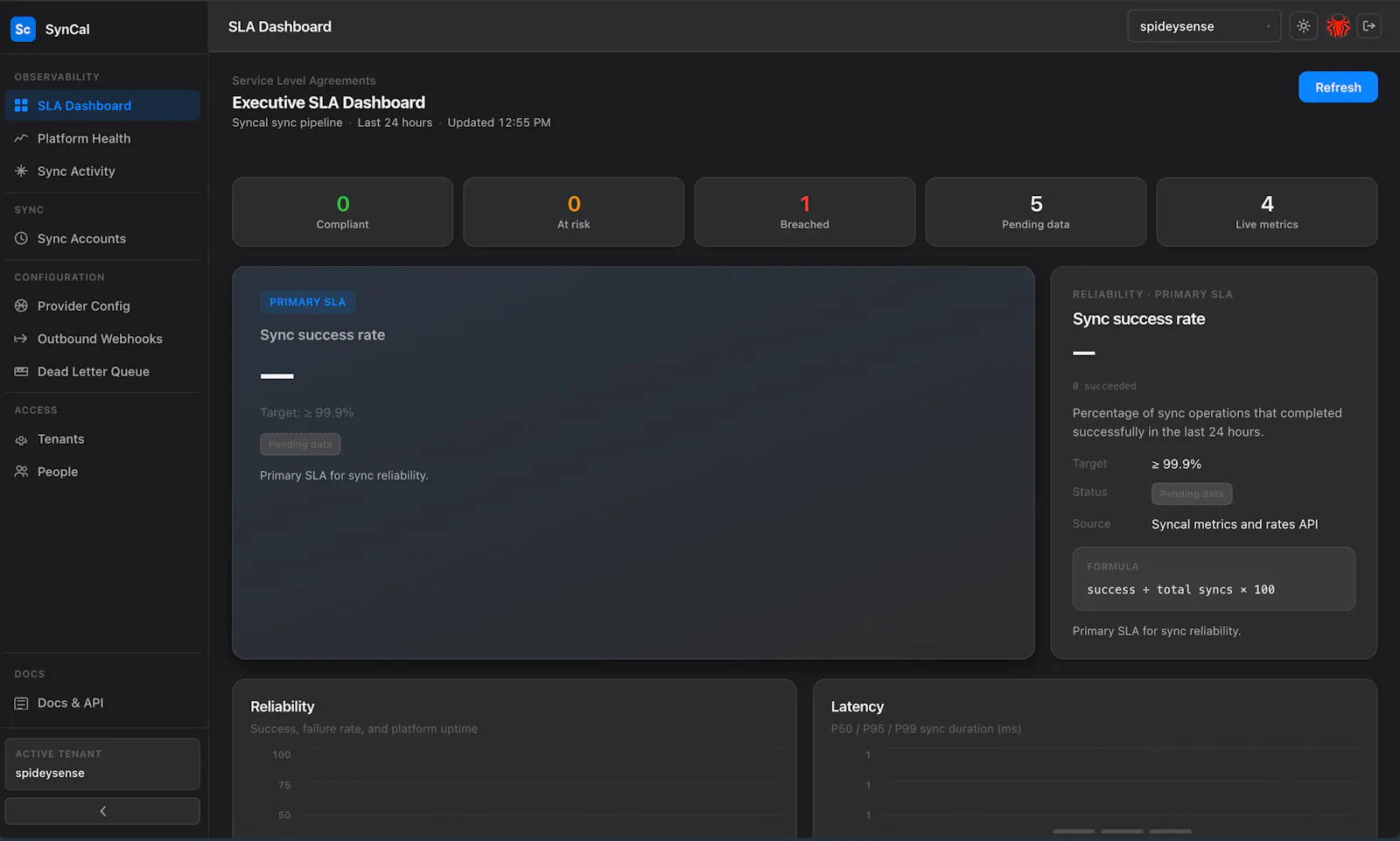 SynCal Dashboard screenshot 3