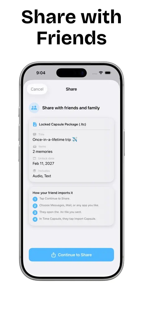 Time Capsule App - Screenshot 4 showing product features and functionality