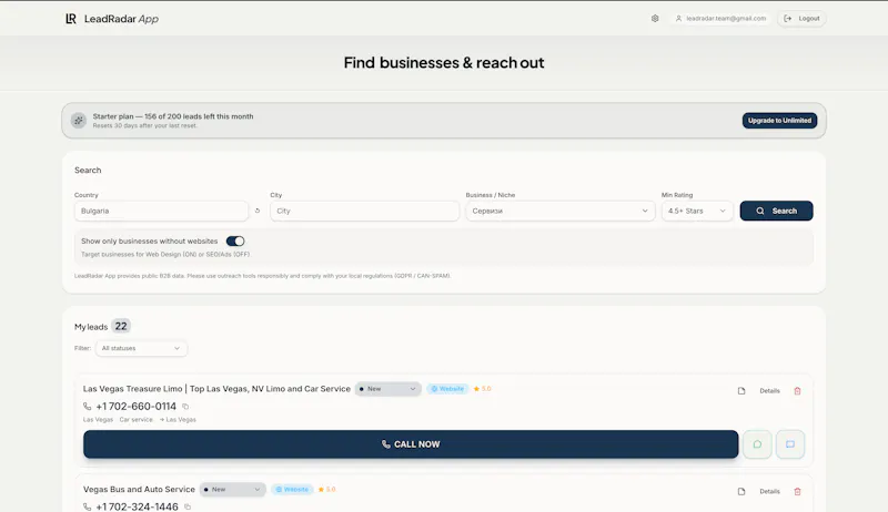 LeadRadar App —  screenshot 3