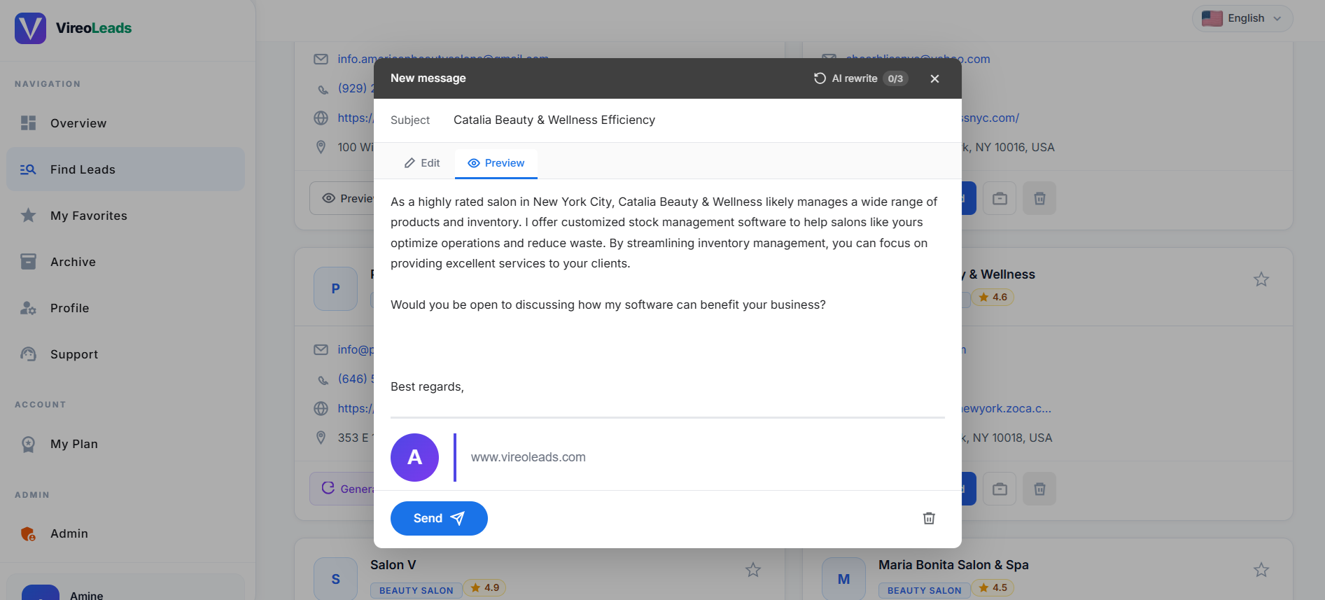 Vireoleads - Screenshot 4 showing product features and functionality