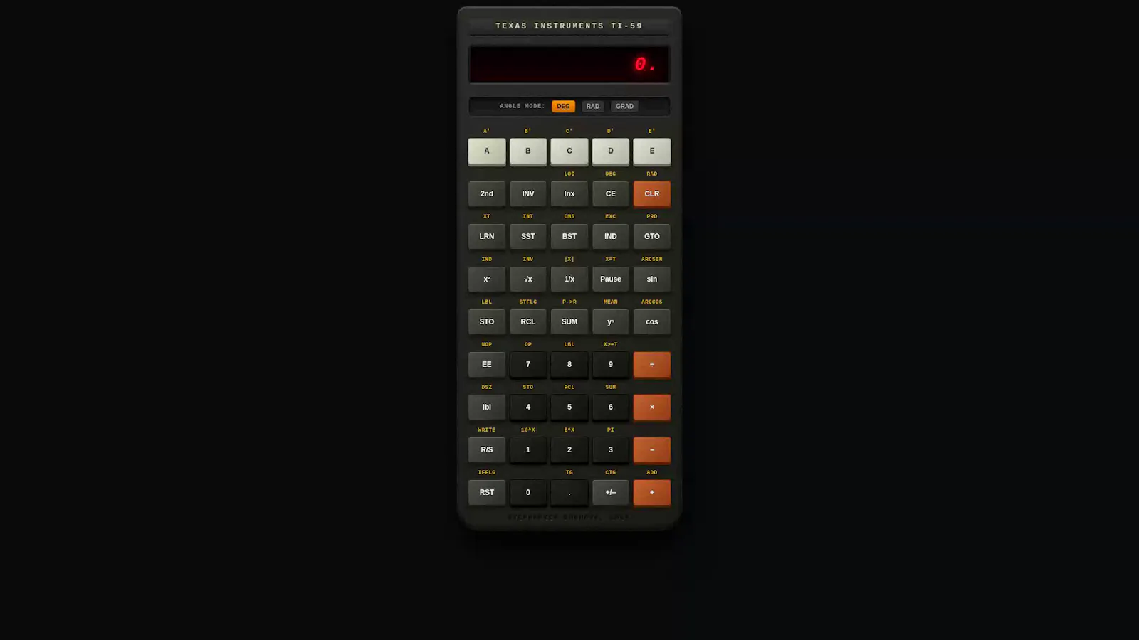 TI-59C Web Simulator screenshot 2