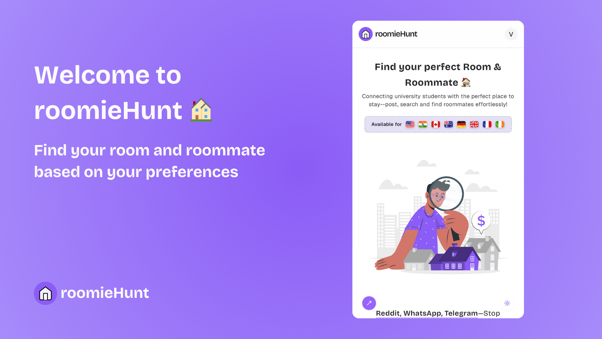 Roomiehunt - 대학생을 위해 만든 방과 룸메이트를 찾으십시오 미디어 1