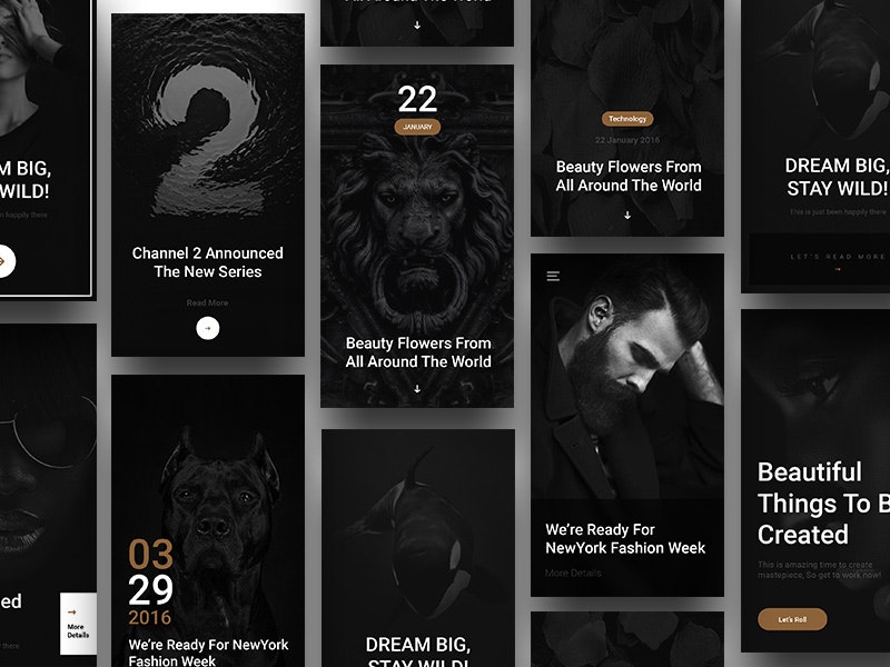 Gold & Coal UI Kit for iOS and Android gallery image