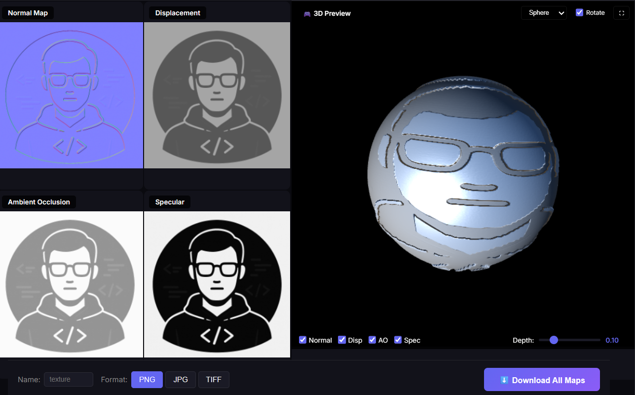 Normal Map Generator - Screenshot 3 showing product features and functionality
