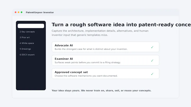 Geyser™ — Software Provisional Patents screenshot 2