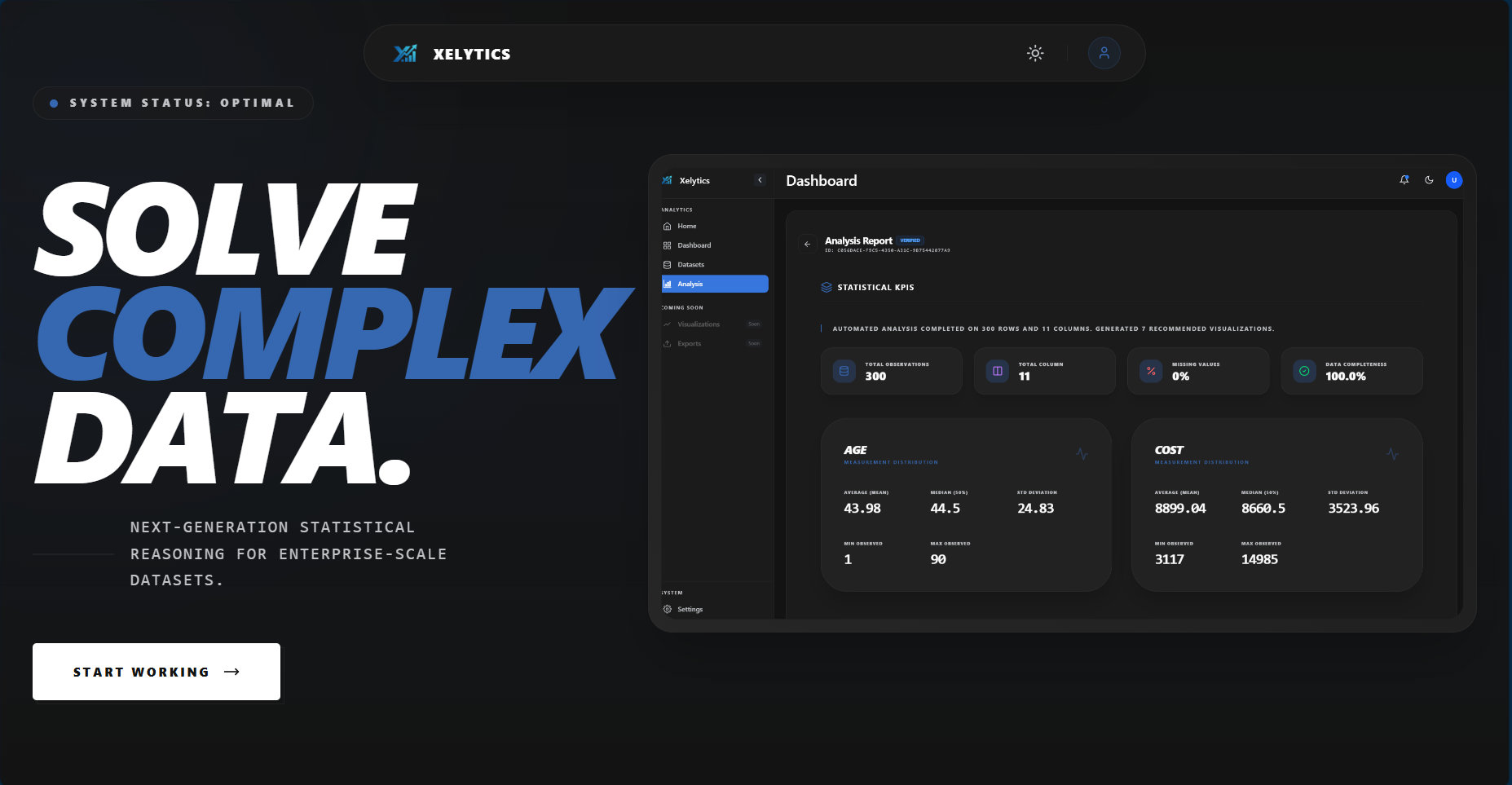 Xelytics - Main product screenshot demonstrating key features and user interface