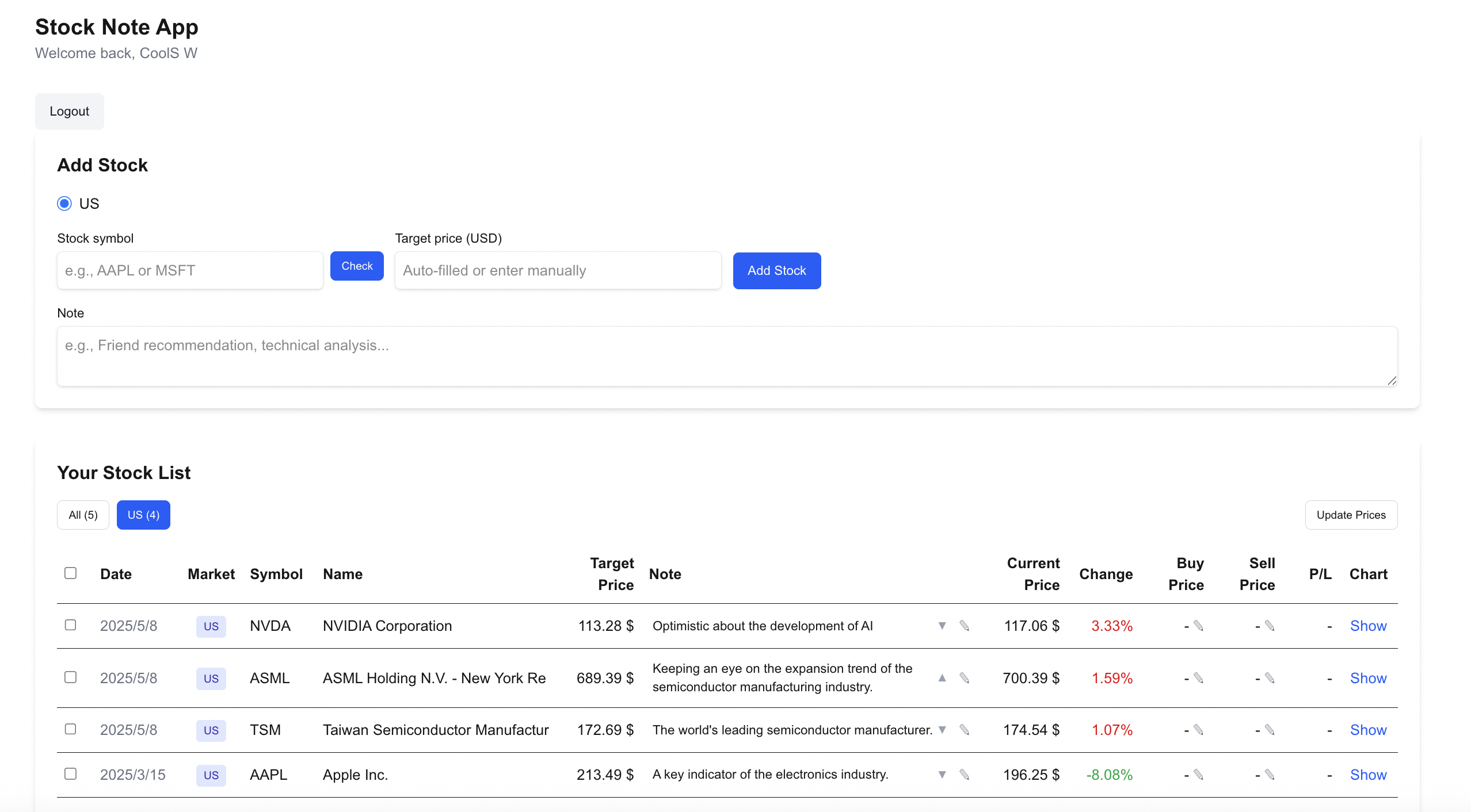 Stock Note App gallery image