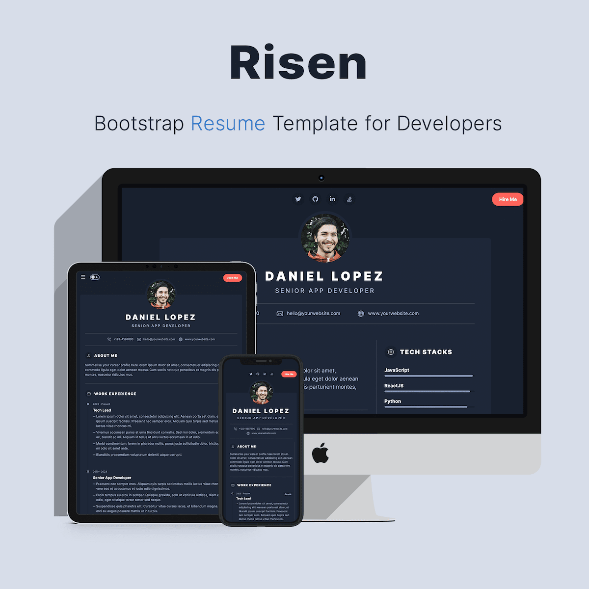 RISEN- DEVS 용 무료 이력서 템플릿