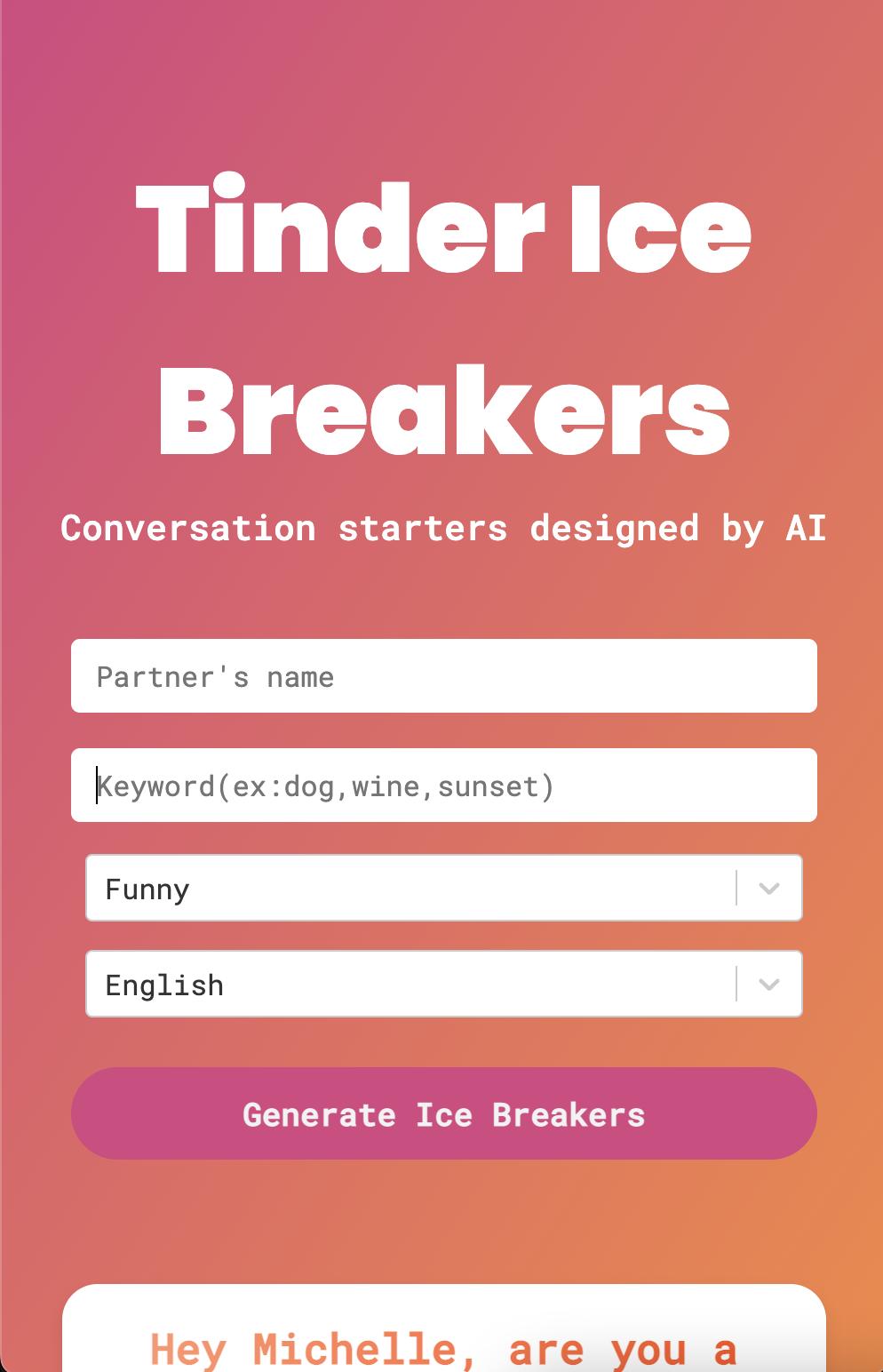 Tinder buz kırıcılar - AI tarafından tasarlanan konuşma başlatıcıları medya 2