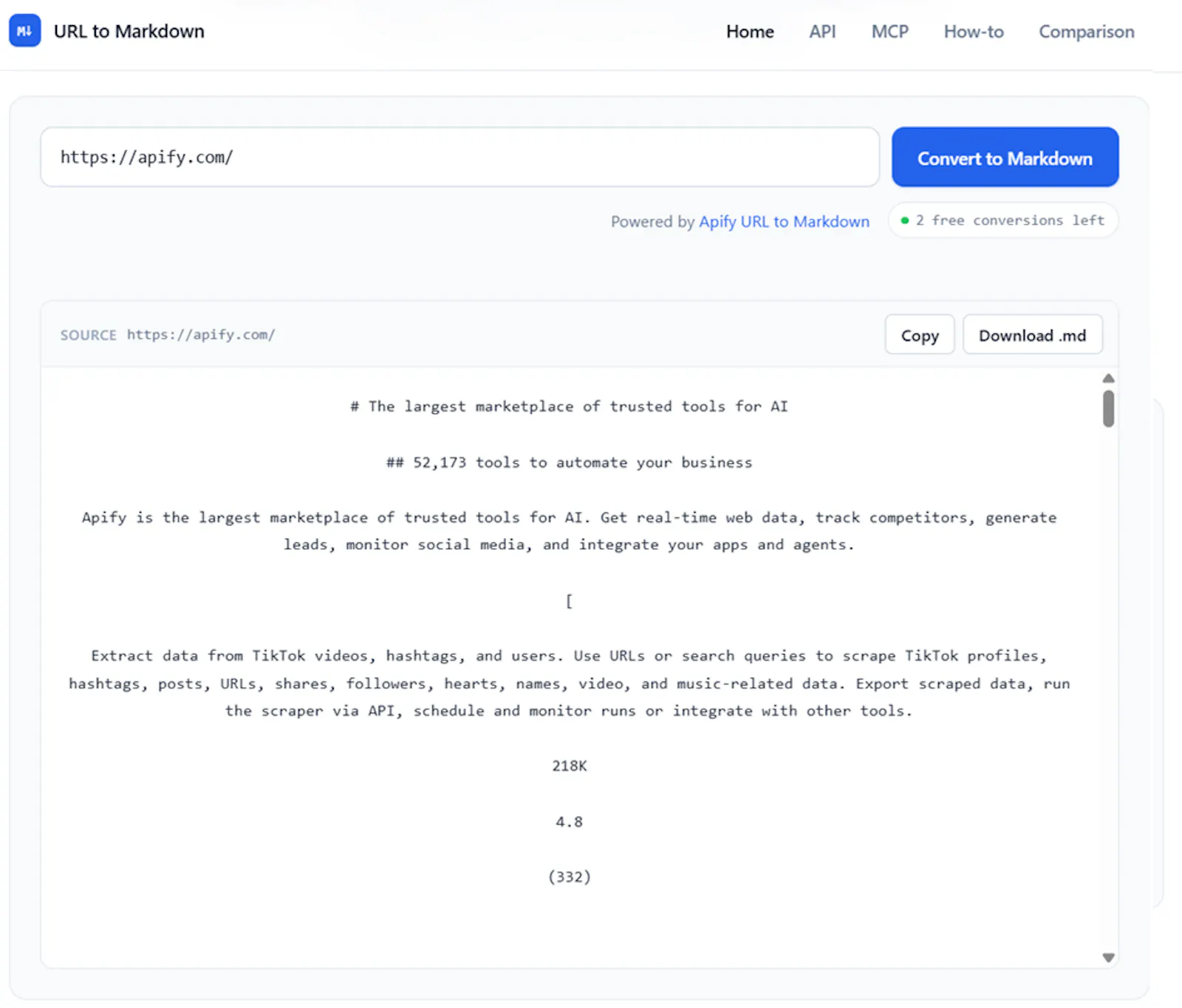 URL to Markdown screenshot 3