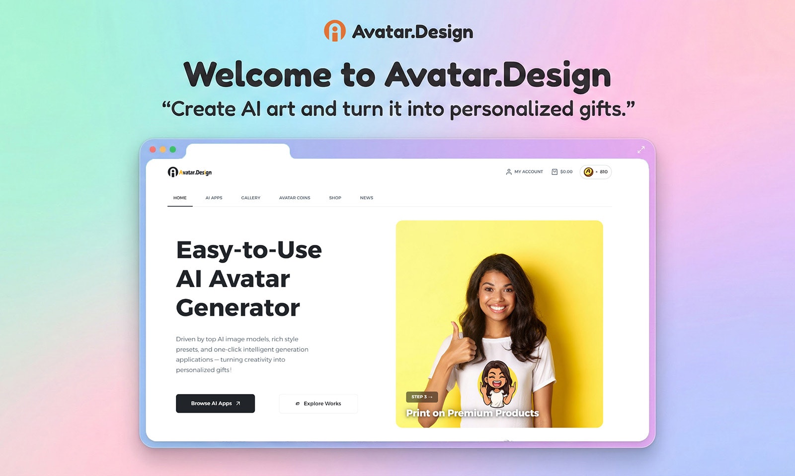 Avatar.Design - Main product screenshot demonstrating key features and user interface