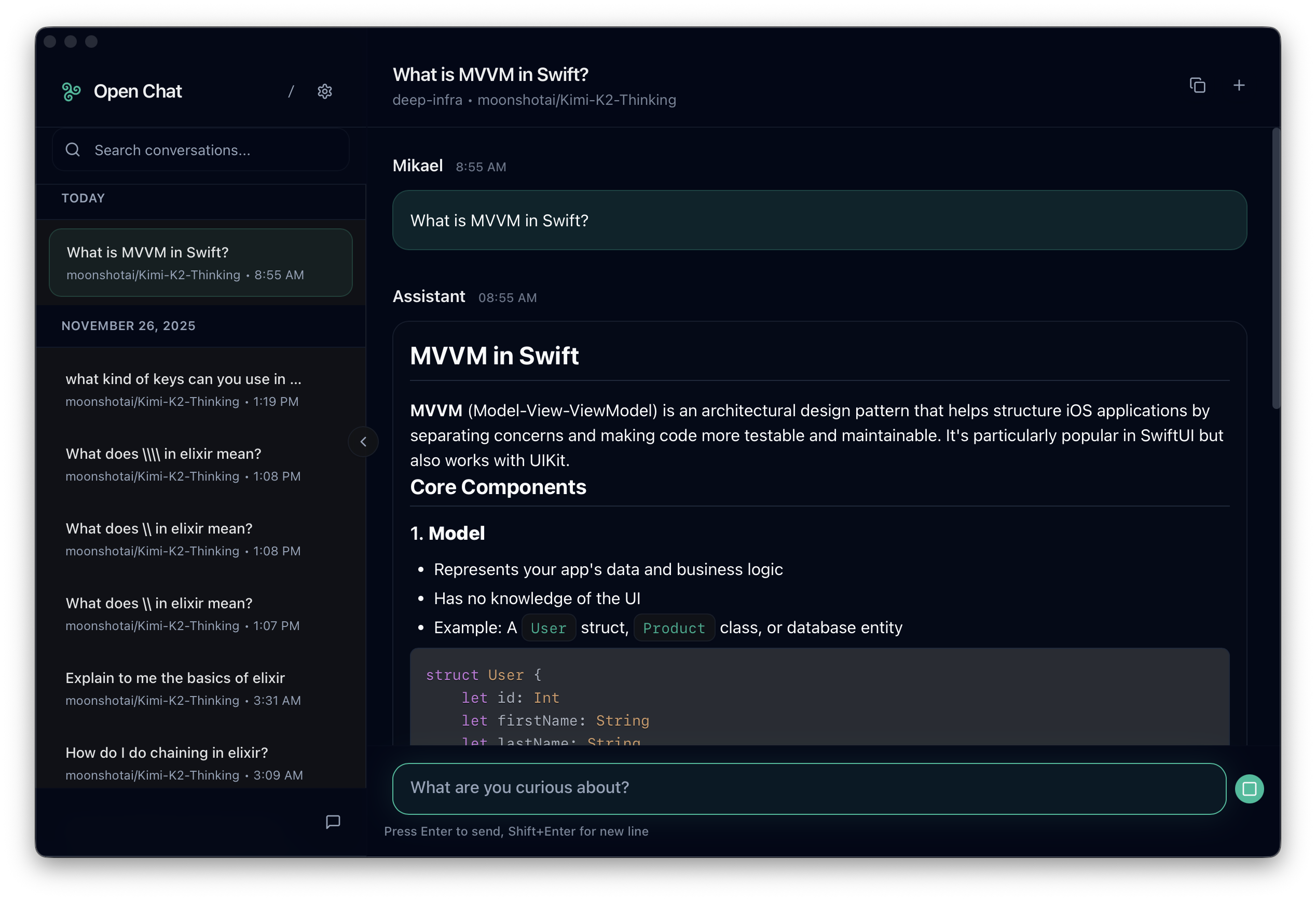 Open Chat - Main product screenshot demonstrating key features and user interface