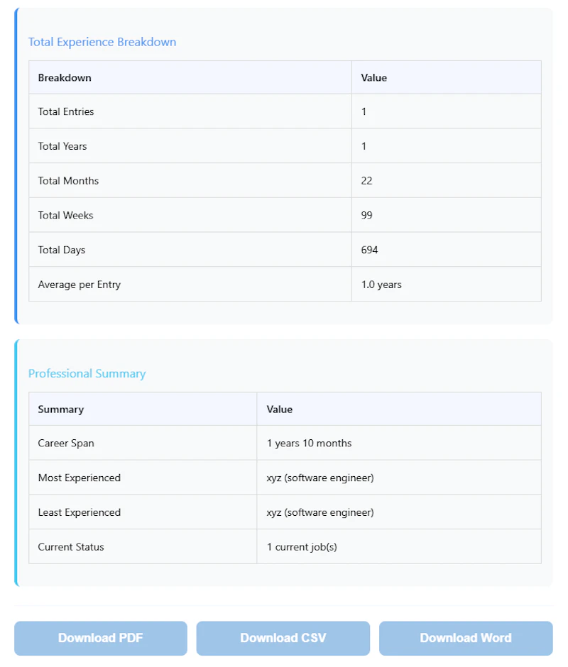 Online Work Experience Calculator screenshot 6