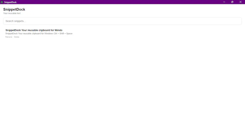 SnippetDock screenshot 1