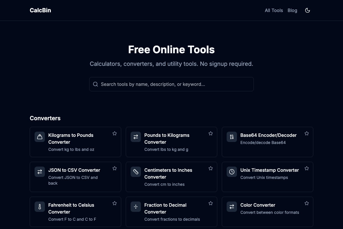 CalcBin - Screenshot 2 showing product features and functionality